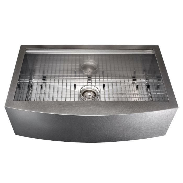 ZLINE Moritz Farmhouse 33" Undermount Single Bowl Sink in DuraSnow® Stainless Steel with Accessories (SLSAP-33S)