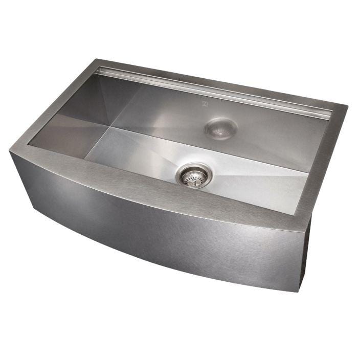 ZLINE Moritz Farmhouse 33" Undermount Single Bowl Sink in DuraSnow® Stainless Steel with Accessories (SLSAP-33S)