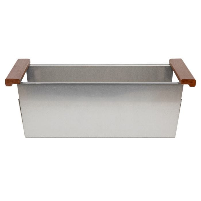 ZLINE Garmisch 33" Undermount Single Bowl Sink in Satin Stainless Steel with Accessories (SLSAP-33S) with wooden handles.