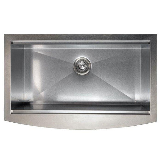ZLINE Moritz Farmhouse 33" Undermount Single Bowl Sink in DuraSnow® Stainless Steel with Accessories (SLSAP-33S)