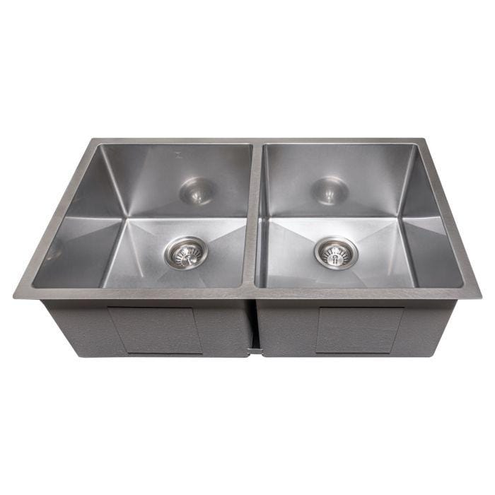 ZLINE Anton 33" Undermount Double Bowl Sink in DuraSnow® Stainless Steel (SR50D-33S) top view showing dual bowls.