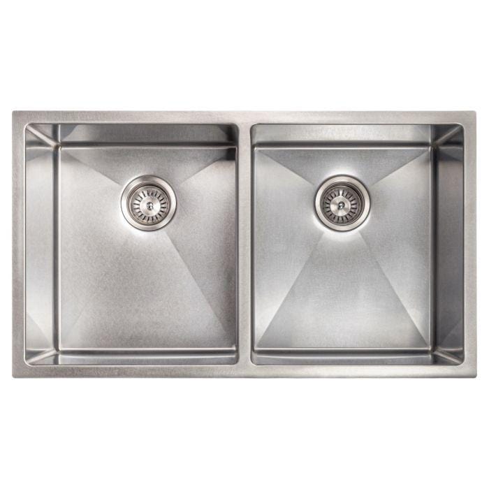 ZLINE Anton 33" Undermount Double Bowl Sink in DuraSnow® Stainless Steel (SR50D-33S) top view, showcasing dual bowls.