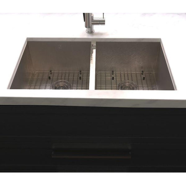 ZLINE Anton 33 Undermount Double Bowl Sink in DuraSnow® Stainless Steel (SR50D-33S)