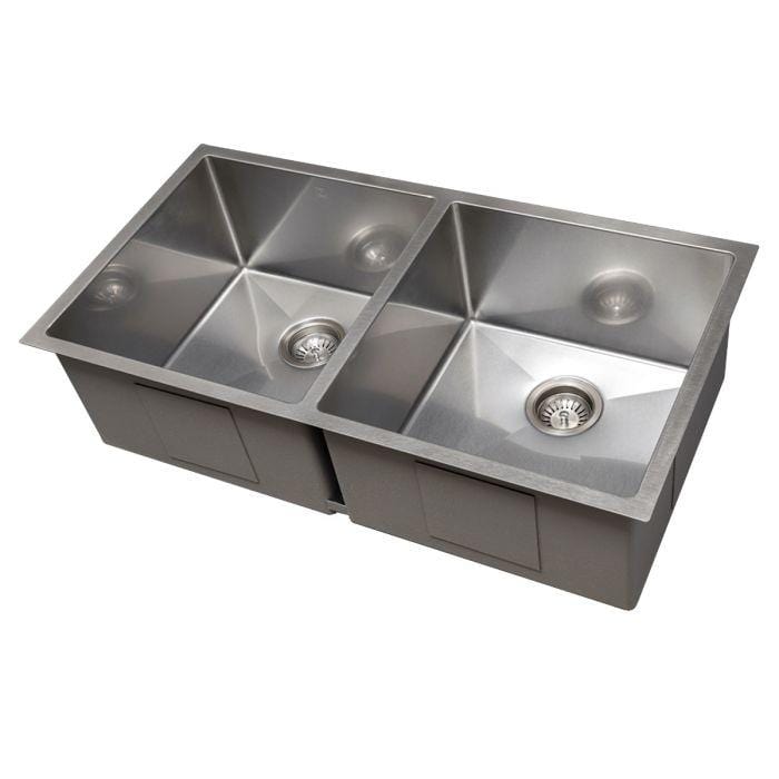 ZLINE Anton 36" Undermount Double Bowl Sink in DuraSnow® Stainless Steel (SR50D-36S) view from above showcasing dual bowls.