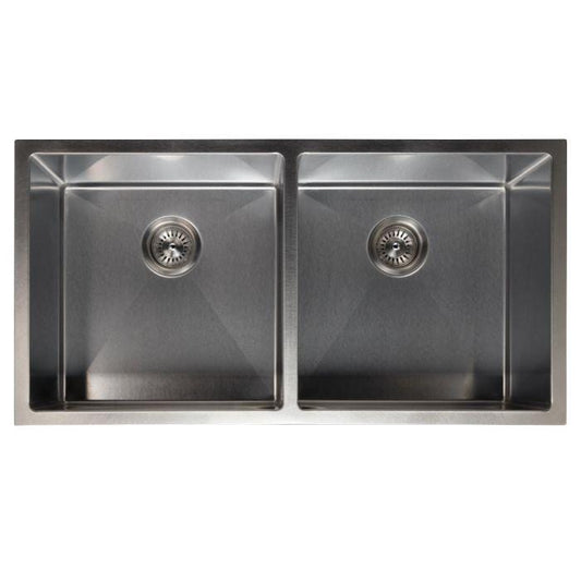 ZLINE Anton 36" Undermount Double Bowl Sink in DuraSnow® Stainless Steel (SR50D-36S) with two spacious bowls.