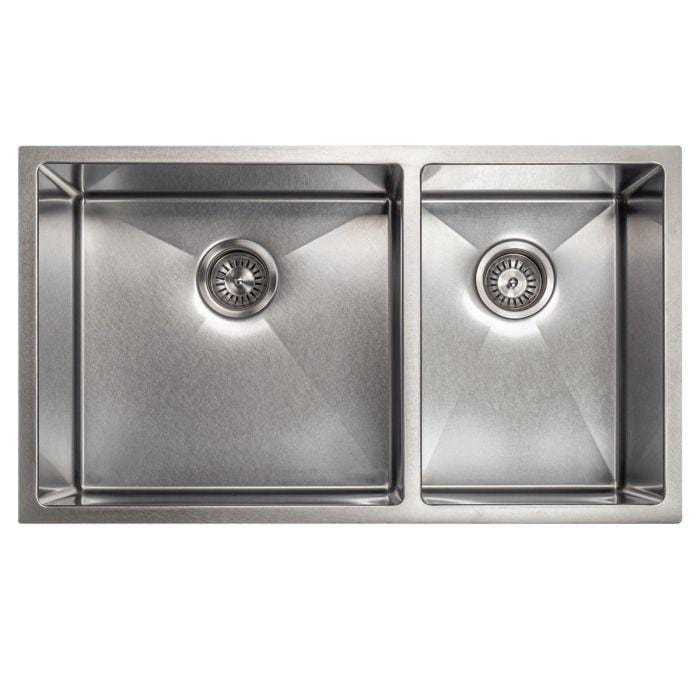 ZLINE Chamonix 33" Undermount Double Bowl Sink in DuraSnow® Stainless Steel (SR60D-33S) top view