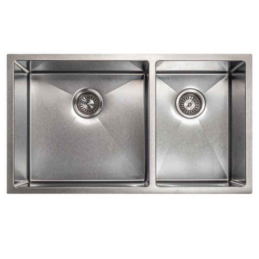 ZLINE Chamonix 33" Undermount Double Bowl Sink in DuraSnow® Stainless Steel (SR60D-33S)