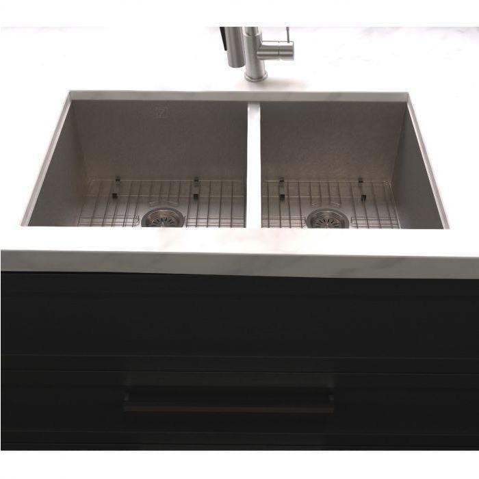 ZLINE Chamonix 33" Undermount Double Bowl Sink in DuraSnow® Stainless Steel (SR60D-33S)