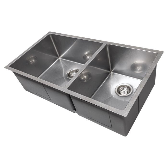 ZLINE Chamonix 36" DuraSnow® Undermount Double Bowl Sink SR60D-36S in stainless steel finish.