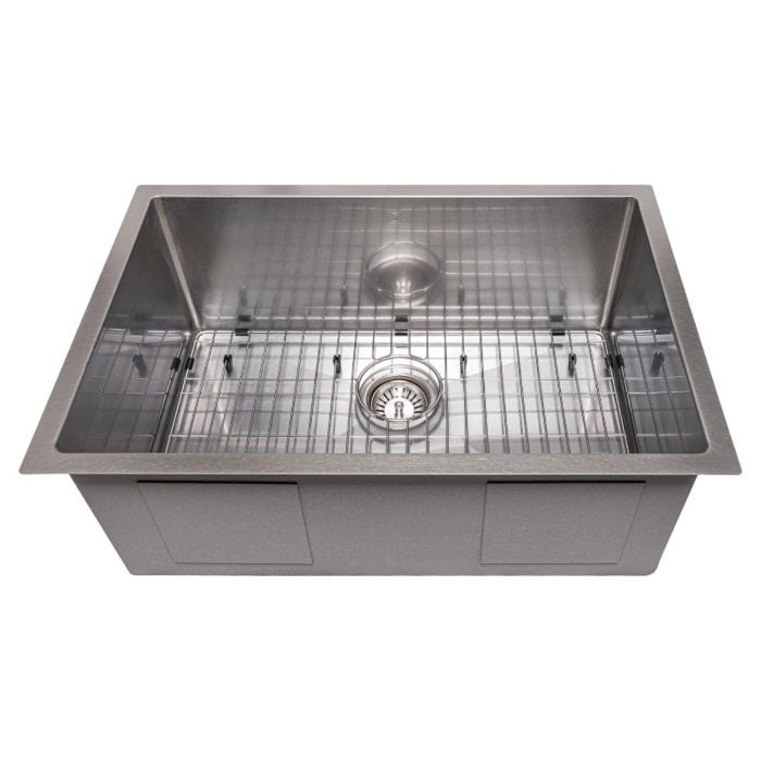 ZLINE Meribel 27" DuraSnow® Undermount Kitchen Sink SRS-27S featuring a sleek stainless steel design.