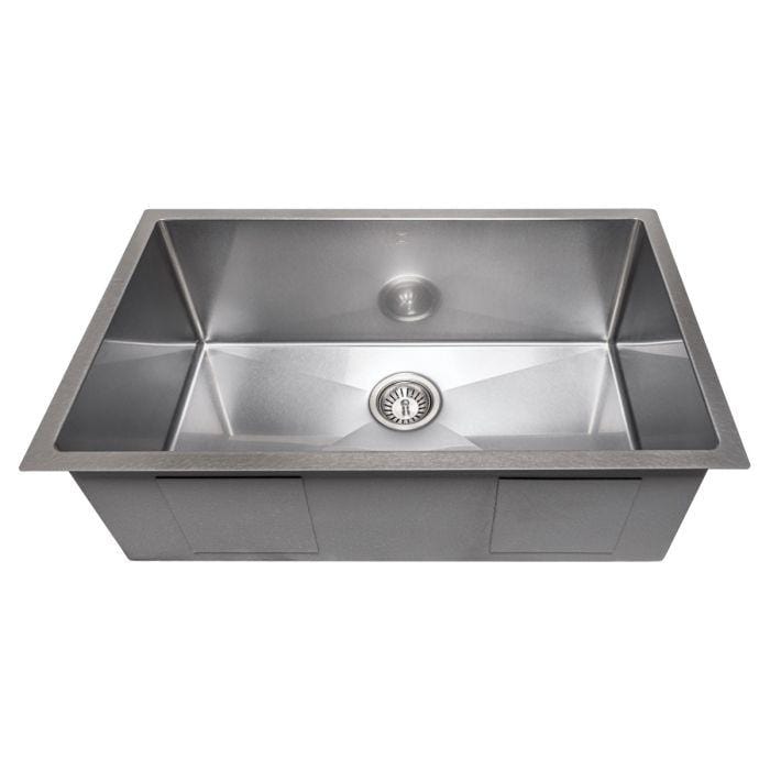 ZLINE Meribel 30" DuraSnow® Undermount Kitchen Sink SRS-30S with stainless steel finish and spacious single bowl design.