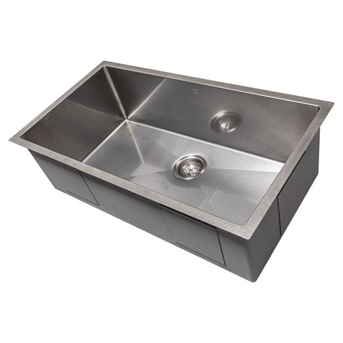 ZLINE Meribel 33" DuraSnow® Undermount Kitchen Sink SRS-33S showcasing sleek stainless steel finish and ample workspace.