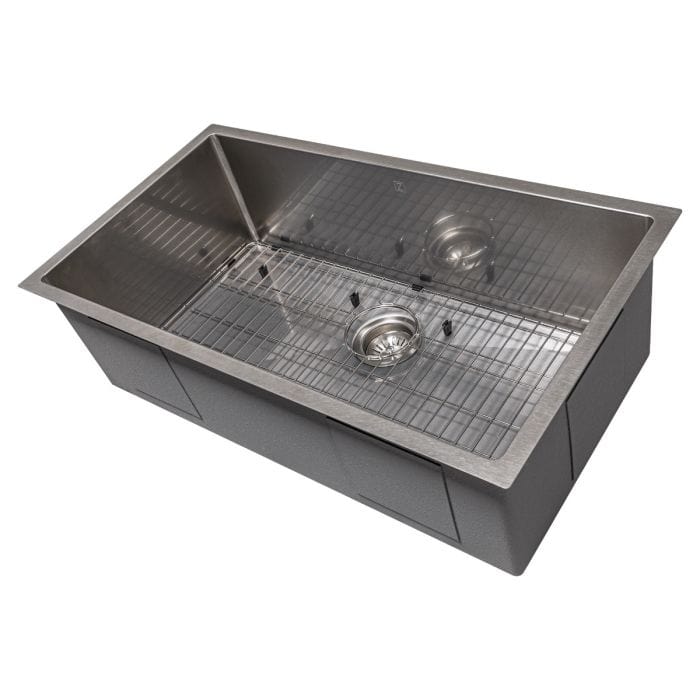 ZLINE Meribel 33" DuraSnow® Undermount Kitchen Sink SRS-33S with ample workspace and stainless steel finish.