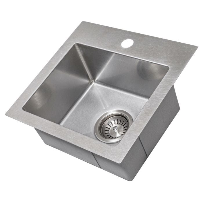 ZLINE Donner 15" DuraSnow® Topmount Bar Sink STS-15S in stainless steel with modern design and drain feature.