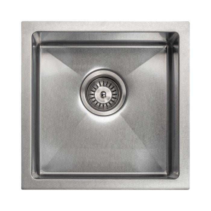 ZLINE Boreal 15" DuraSnow® Undermount Bar Sink SUS-15S, showcasing a sleek stainless steel design with a modern drain.