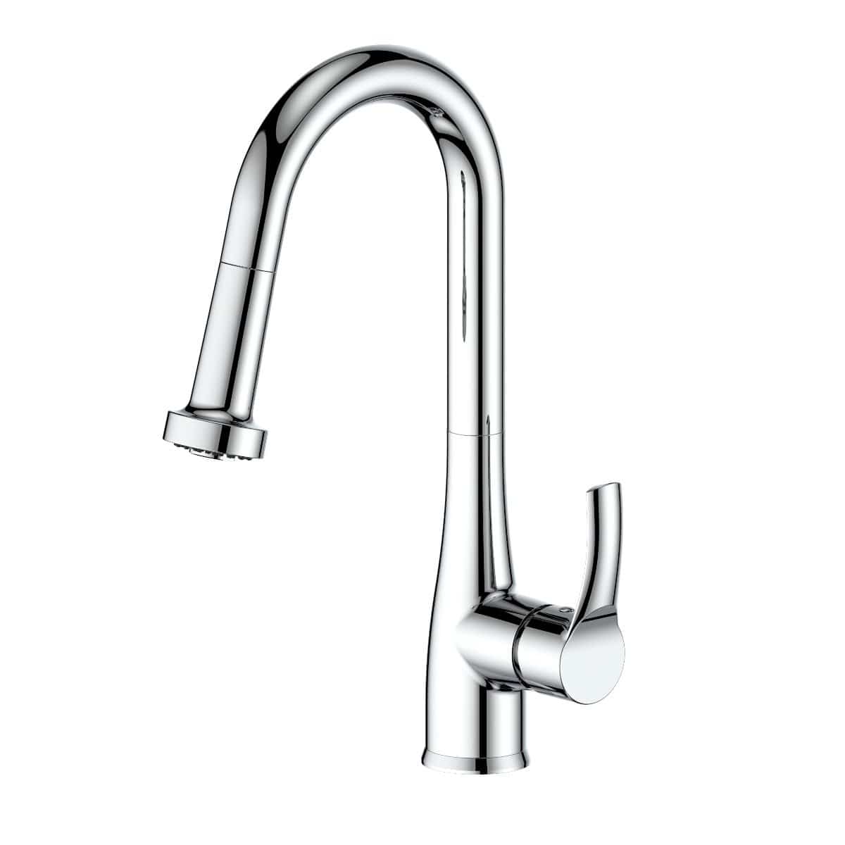 ZLINE Dali Kitchen Faucet in Chrome with ergonomic design and ceramic disc cartridge technology.