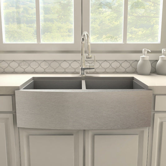 ZLINE Dali Kitchen Faucet installed on a farmhouse sink in a modern kitchen setting.