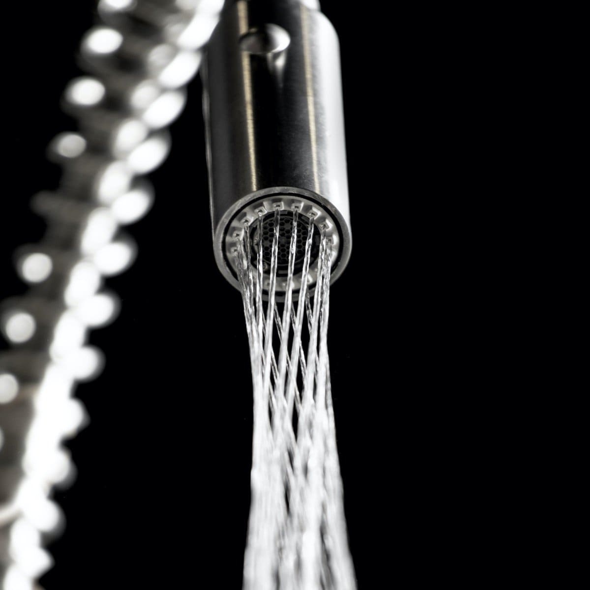 ZLINE Dante Chrome Compact Kitchen Faucet DNT-KF-CH featuring innovative ZSpray technology with twisting lattice spray pattern.