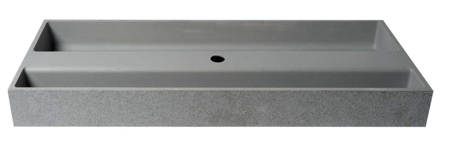 ALFI 48" Concrete Gray Matte Trough Bathroom Sink in a sleek modern design.